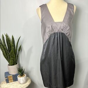 Banana Republic Square Neck Gray Ruched Sheath Dress Size 12